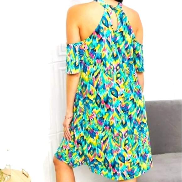 SEW IN LOVE Perfect Paradise‎ Printed Tropical Dress Multi-colored Womens Sz L - Picture 2 of 11